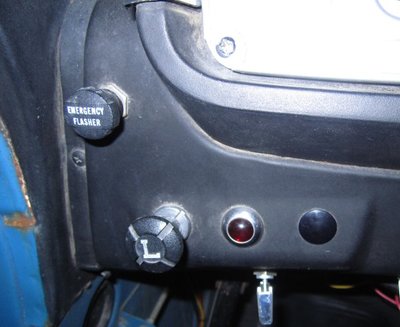 Headlight switch, brake warning light, hazard flashers, fill plug