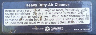 Heavy Duty Air Cleaner - Air Cleaner Lid