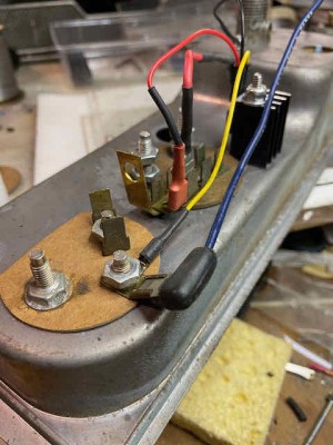 IC wiring and the original blue wire connecting the fuel gauge to the temp gauge