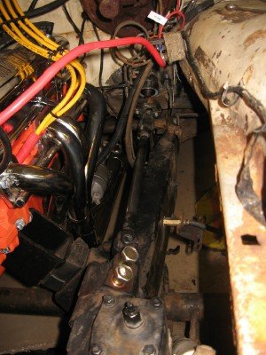 An overhead view of the new steering shaft.